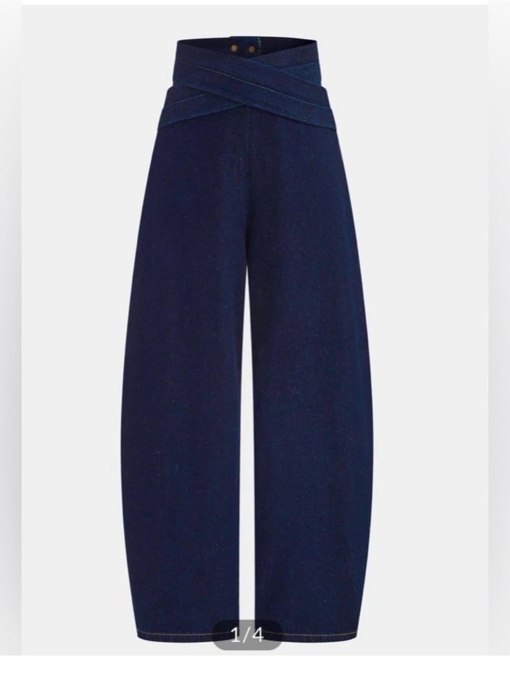 Commense Deep Navy Crisscross Waist Wide-Leg Pants